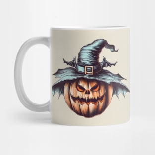 Gothic halloween pumpkin with witch hat Mug